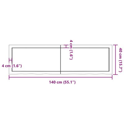 vidaXL Πάγκος Μπάνιου Σκούρο Καφέ 140x40x(2-6) εκ. Επεξεργ. Μασίφ Ξύλο