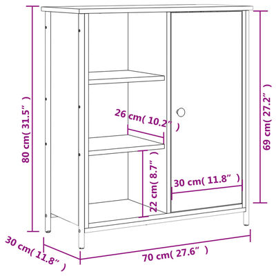 vidaXL Ντουλάπι Καπνιστή Δρυς 70 x 30 x 80 εκ. από Επεξεργ. Ξύλο