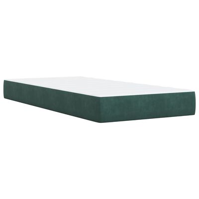 vidaXL Κρεβάτι Boxspring με Στρώμα Σκούρο Πράσινο 90x190 εκ. Βελούδινο