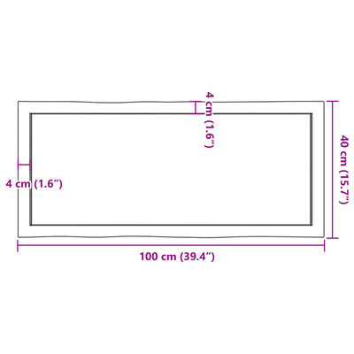 vidaXL Επιφ Τραπεζιού Αν Καφέ 100x40x(2-6)εκ.Ακατέργ. Μασίφ Ξύλο Δρυός