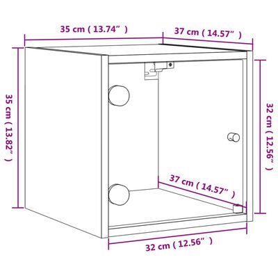 vidaXL Κομοδίνα 2 τεμ. Γκρι Σκυρ. 35x37x35 εκ. με Γυάλινες Πόρτες