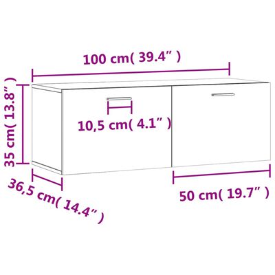 vidaXL Ντουλάπι Τοίχου Λευκό 100x36,5x35 εκ. από Επεξεργασμένο Ξύλο