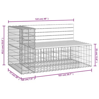 vidaXL Παγκάκι Συρματοκιβώτιο 122x71x65,5 εκ. Μασίφ Ξύλο Ψευδοτσούγκας