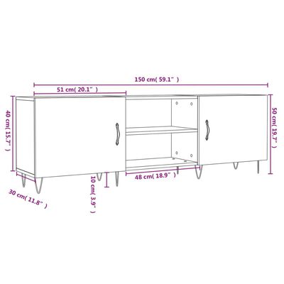 vidaXL Έπιπλο Τηλεόρασης Γκρι Σκυροδέματος 150x30x50 εκ. Επεξ. Ξύλο