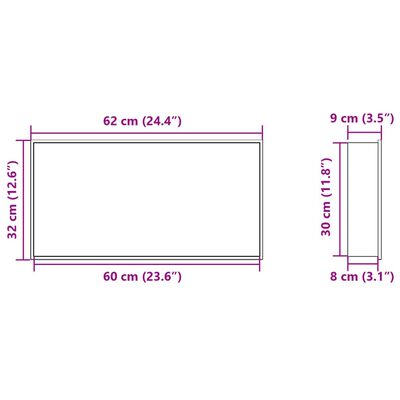 vidaXL Εσοχή Ντους Βουρστ. Ασήμι 62x32x9 εκ. Αν. Ατσάλι