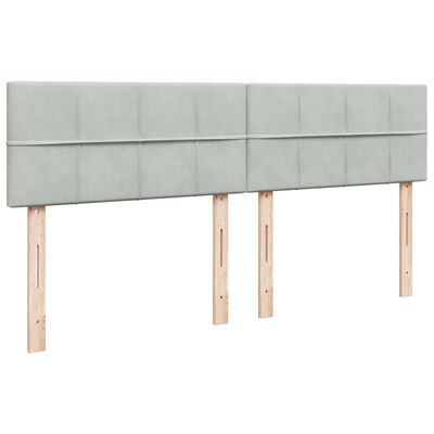 vidaXL Κρεβάτι Boxspring με Στρώμα Ανοιχτό Γκρι 200x200 εκ. Βελούδινο