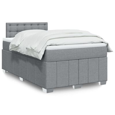 vidaXL Κρεβάτι Boxspring με Στρώμα Ανοιχτό Γκρι 120x200 εκ. Υφασμάτινο