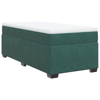 vidaXL Κρεβάτι Boxspring με Στρώμα Σκούρο Πράσινο 90x190 εκ. Βελούδινο