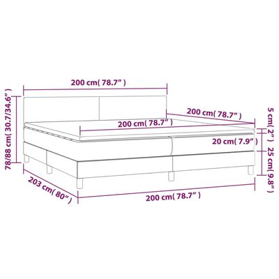 vidaXL Κρεβάτι Boxspring με Στρώμα Μαύρο 200x200 εκ. Συνθετικό Δέρμα