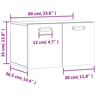 vidaXL Ντουλάπι Τοίχου Sonoma Δρυς 60x36,5x35 εκ. Επεξεργασμένο Ξύλο