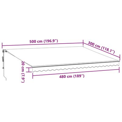 vidaXL Τέντα Πτυσσόμενη Αυτόματη με LED Ανθρακί / Λευκή 500x300 εκ.