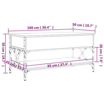 vidaXL Τραπεζάκι Σαλονιού Καπνιστή Δρυς 100x50x50 εκ. Επεξεργ. Ξύλο