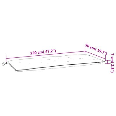 vidaXL Μαξιλάρι Πάγκου Κήπου Ροζ 120 x 50 x 7 εκ. Υφασμάτινο