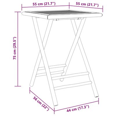 vidaXL Τραπέζι Κήπου Πτυσσόμενο 55x55x75 εκ. από Μπαμπού