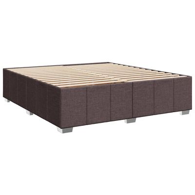 vidaXL Κρεβάτι Boxspring με Στρώμα Σκούρο Καφέ 200x200 εκ. Υφασμάτινο