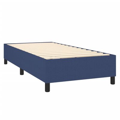 vidaXL Κρεβάτι Boxspring με Στρώμα Μπλε 90x200 εκ.Υφασμάτινο