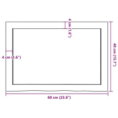 vidaXL Πάγκος Μπάνιου Σκούρο Καφέ 60x40x(2-4) εκ. Επεξ. Μασίφ Ξύλο