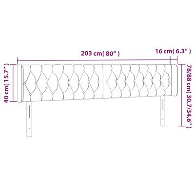 vidaXL Κεφαλάρι Κρεβατιού LED Μπλε 203x16x78/88 εκ. Υφασμάτινο