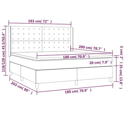 vidaXL Κρεβάτι Boxspring με Στρώμα Καπουτσίνο 180x200 εκ. Συνθ. Δέρμα