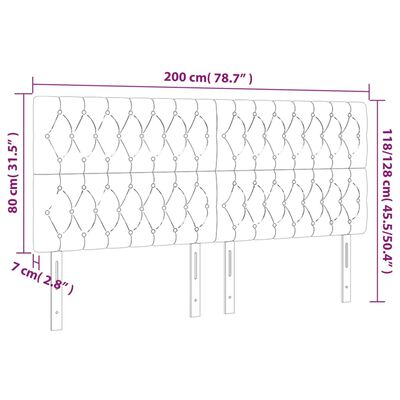 vidaXL Κεφαλάρι Κρεβατιού LED Ροζ 200x7x118/128 εκ. Βελούδινο