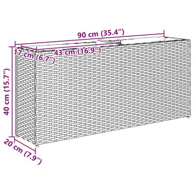 vidaXL Ζαρντινιέρες Κήπου 2 Γλάστρες 2 τεμ Καφέ 90x20x40εκ. Συνθ Ρατάν