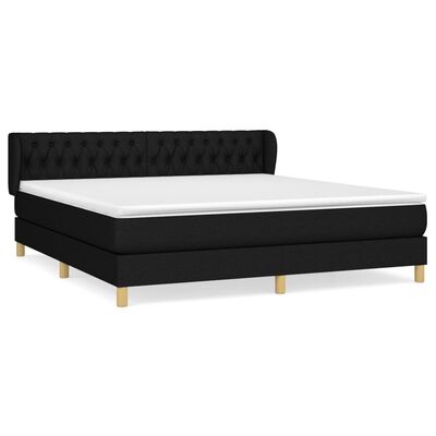 vidaXL Κρεβάτι Boxspring με Στρώμα Μαύρο 180x200 εκ. Υφασμάτινο