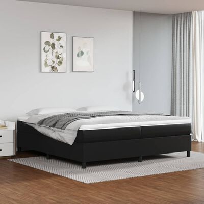 vidaXL Κρεβάτι Boxspring με Στρώμα Μαύρο 200x200 εκ. Συνθετικό Δέρμα