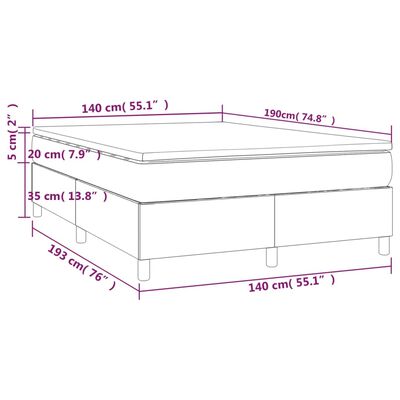 vidaXL Κρεβάτι Boxspring με Στρώμα Σκούρο Γκρι 140x190 εκ. Υφασμάτινο