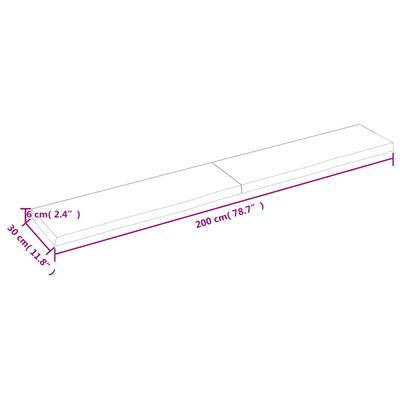 vidaXL Ράφι Τοίχου 200x30x(2-6) εκ. από Ακατέργαστο Μασίφ Ξύλο Δρυός