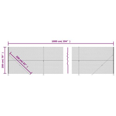 vidaXL Συρματόπλεγμα Περίφραξης Πράσινο 2 x 10 μ. με Βάσεις Φλάντζα