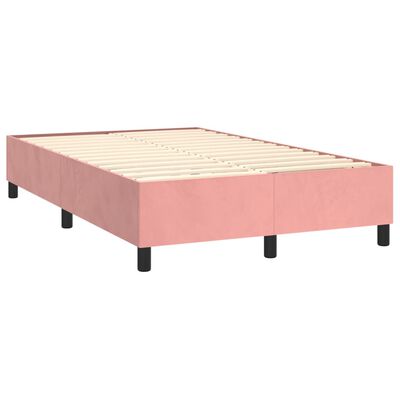 vidaXL Κρεβάτι Boxspring με Στρώμα & LED Ροζ 120x200 εκ. Βελούδινο