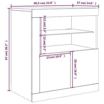 vidaXL Ντουλάπι με LED Sonoma Δρυς 60,5x37x67 εκ.