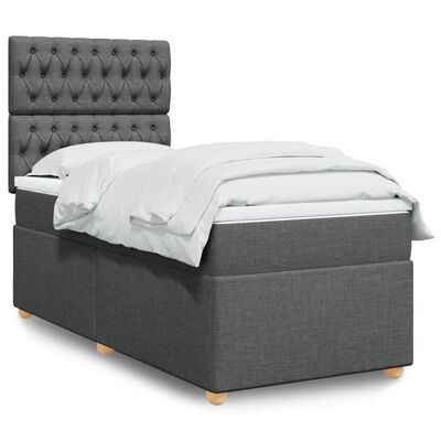 vidaXL Κρεβάτι Boxspring με Στρώμα Σκούρο Γκρι 80x200 εκ. Υφασμάτινο