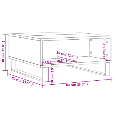 vidaXL Τραπεζάκι Σαλονιού Γυαλ. Λευκό 60x60x30 εκ. Επεξεργασμένο Ξύλο