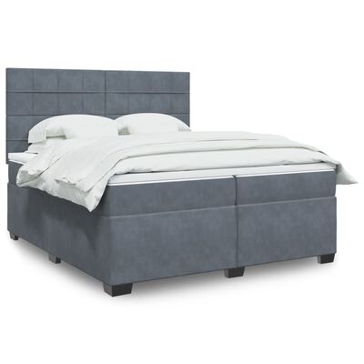 vidaXL Κρεβάτι Boxspring με Στρώμα Σκούρο Γκρι 200x200 εκ. Βελούδινο