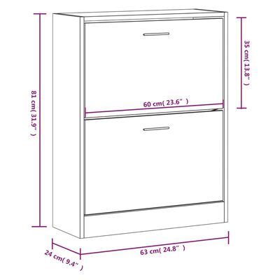 vidaXL Παπουτσοθήκη Γκρι Σκυροδέματος 63x24x81 εκ. Επεξεργασμένο Ξύλο