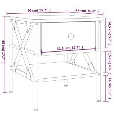 vidaXL Κομοδίνα 2 τεμ. Γκρι Sonoma 40x42x45 εκ. από Επεξεργασμένο Ξύλο