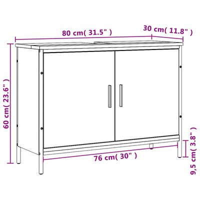 vidaXL Ντουλάπι Νιπτήρα Μπάνιου Γκρι Sonoma 80x30x60 εκ. Επεξ. Ξύλο