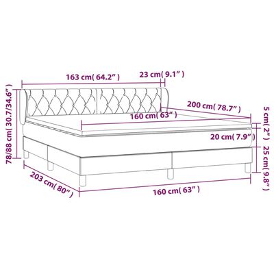 vidaXL Κρεβάτι Boxspring με Στρώμα Αν. Πράσινο 160x200εκ Υφασμάτινο