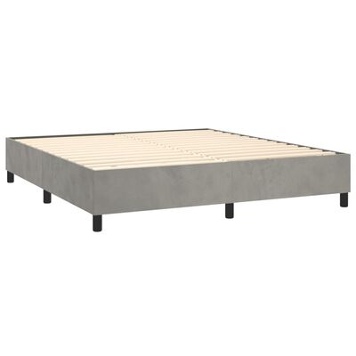 vidaXL Κρεβάτι Boxspring με Στρώμα Ανοιχτό Γκρι 160x200 εκ. Βελούδινο