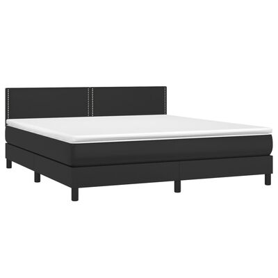 vidaXL Κρεβάτι Boxspring με Στρώμα & LED Μαύρο 160x200 εκ. Συνθ. Δέρμα