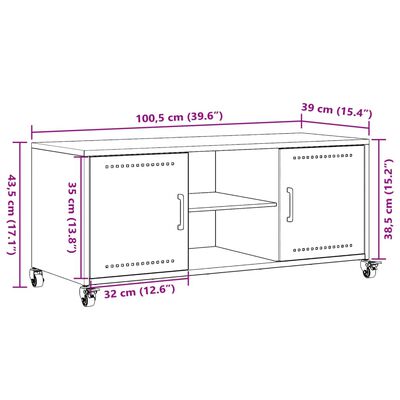 vidaXL Έπιπλο Τηλεόρασης Λαδί 100,5x39x43,5 εκ. Ατσάλι Ψυχρής Έλασης