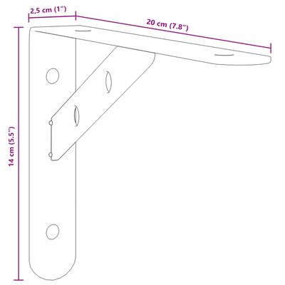 vidaXL Στηρίγματα Ραφιών 4 Τεμ. Ασημί 20x2,5x14 εκ. Ανοξείδωτο Ατσάλι