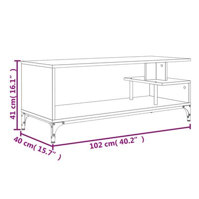 vidaXL Έπιπλο TV Καπν. Δρυς 102x40x41 εκ Επ Ξύλο/Ατσάλι Ηλ Βαφή Πούδρα