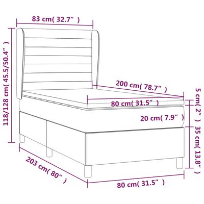 vidaXL Κρεβάτι Boxspring με Στρώμα Σκούρο Μπλε 80 x 200 εκ. Βελούδινο