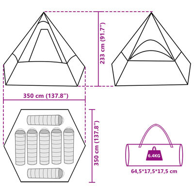 vidaXL Σκηνή Κάμπινγκ Tipi 7 Ατόμων Αδιάβροχη Μπλε