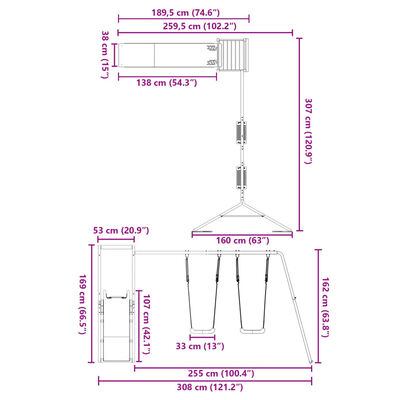 vidaXL Παιδική Χαρά Εξωτερικού Χώρου από Μασίφ Ξύλο Πεύκου