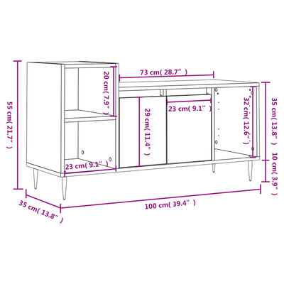 vidaXL Έπιπλο Τηλεόρασης Γκρι Sonoma 100x35x55 εκ. από Επεξεργ. Ξύλο