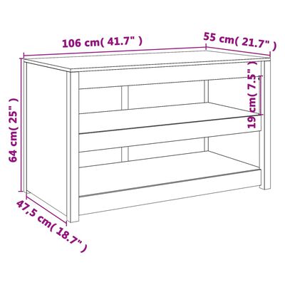 vidaXL Ντουλάπι Κουζίνας Εξ. Χώρου Μαύρο 106x55x64εκ Μασίφ Ξύλο Πεύκου