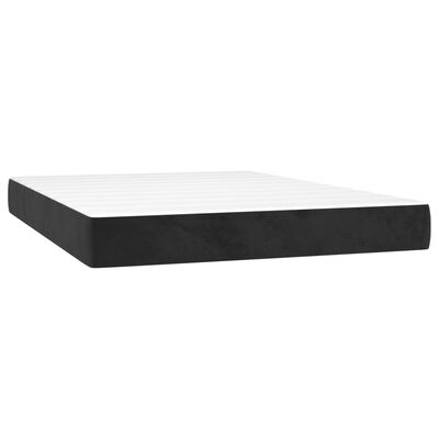 vidaXL Κρεβάτι Boxspring με Στρώμα Μαύρο 140x190 εκ. Βελούδινο